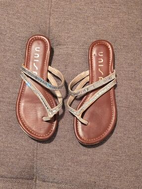 Unisa Brown Sandals with Sparkling Straps